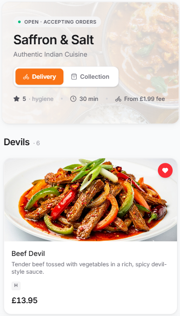 DirectDine Mobile Storefront