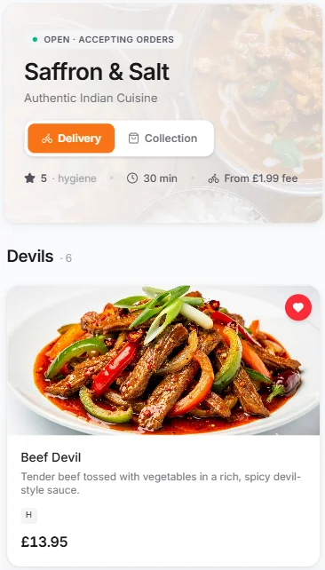 DirectDine Mobile Storefront